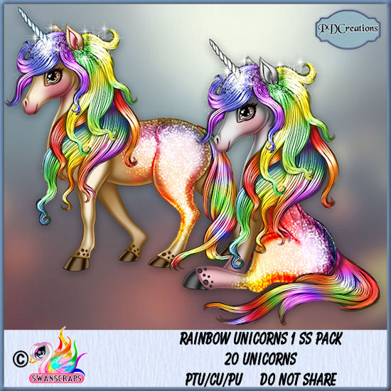 Rainbow Unicorns 1 SS Pack