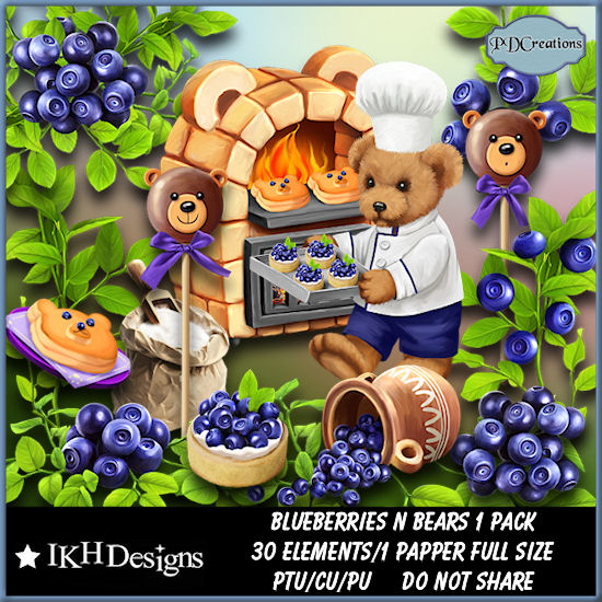 Blueberries n Bears 1 Pack - Click Image to Close