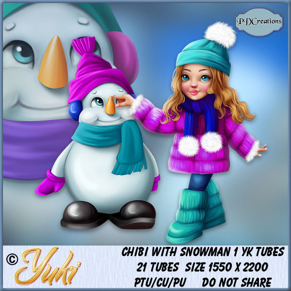 Chibi With Snowman 1 YK Tubes