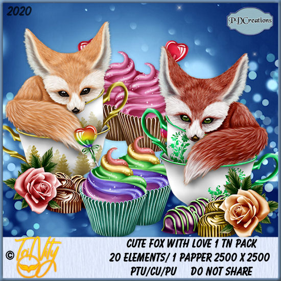 Cute Fox With Love 1 TN Pack - Click Image to Close