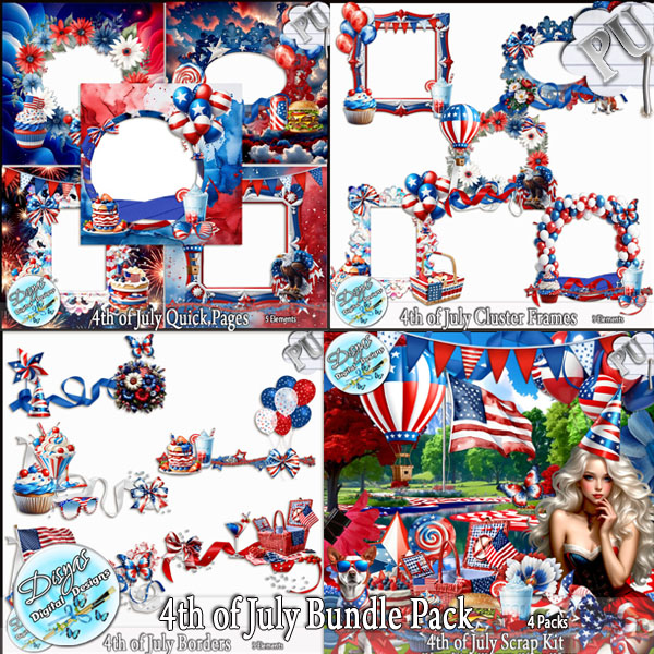 4TH OF JULY SCRAP KIT BUNDLE - TAGGER SIZE by Disyas