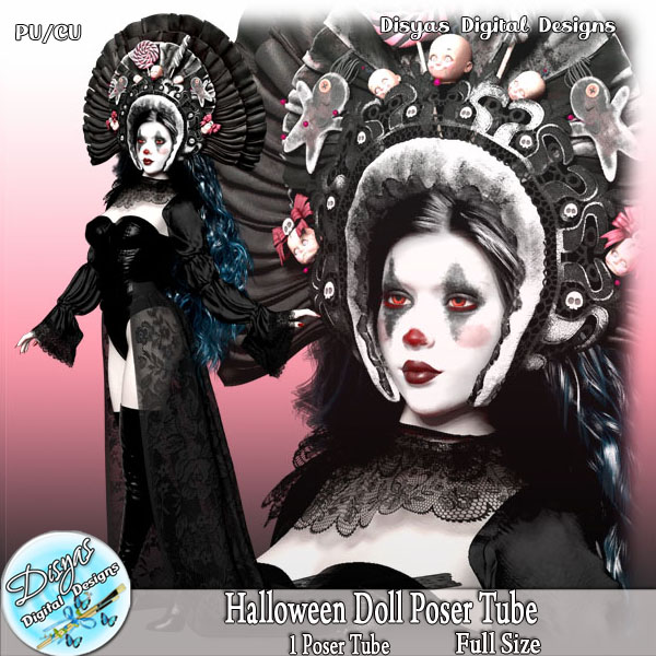 HALLOWEEN DOLL POSER TUBE CU - FULL SIZE - Click Image to Close