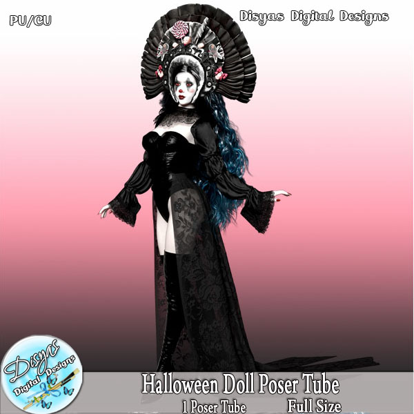 HALLOWEEN DOLL POSER TUBE CU - FULL SIZE - Click Image to Close