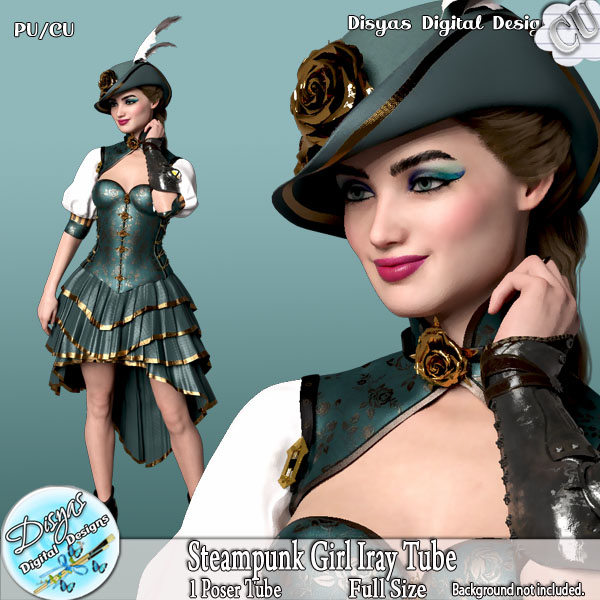 STEAMPUNK GIRL IRAY POSER TUBE CU - FS by Disyas