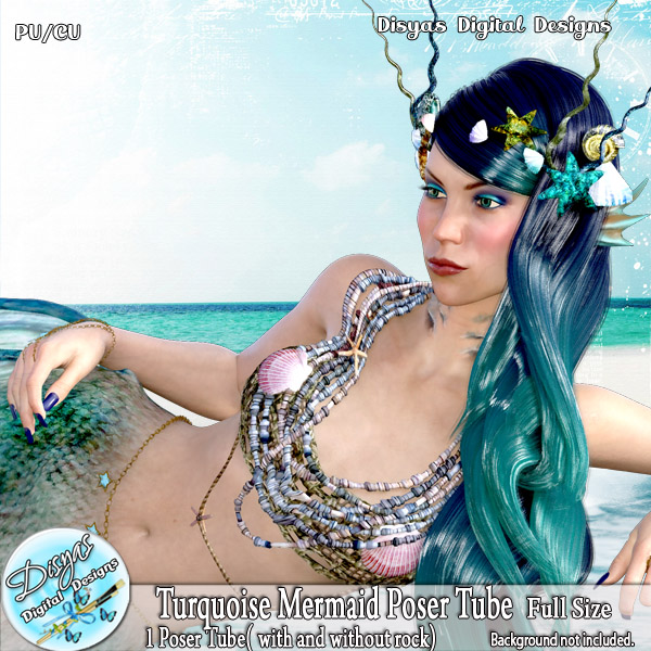 TURQUOISE MERMAID POSER TUBE CU - FS - Click Image to Close
