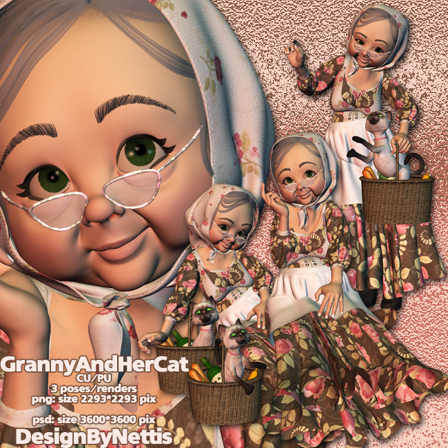 Granny and Her Cat - Click Image to Close