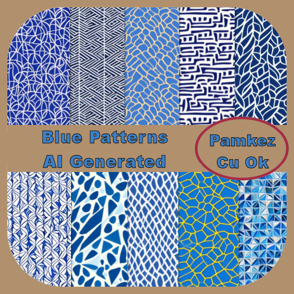 AI Blue Patterns Paper Pack