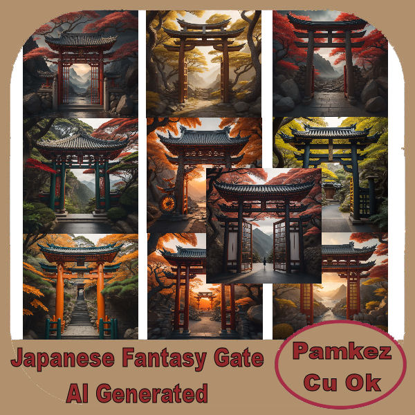 AI Japanese Fantasy Gate Papers - Click Image to Close