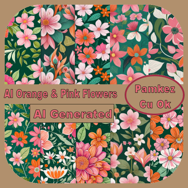 AI Pink & Orange Flower Papers