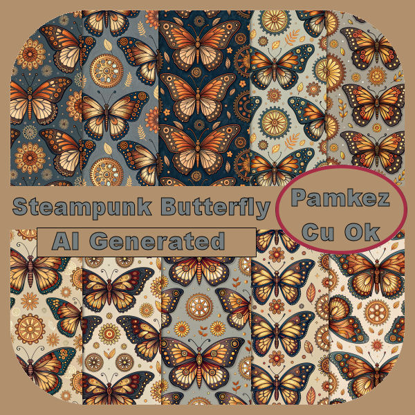 AI Steampunk Butterfly Papers