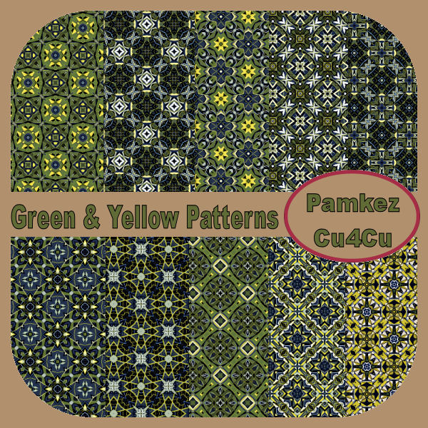 Green & Yellow Patterned Papers - Click Image to Close