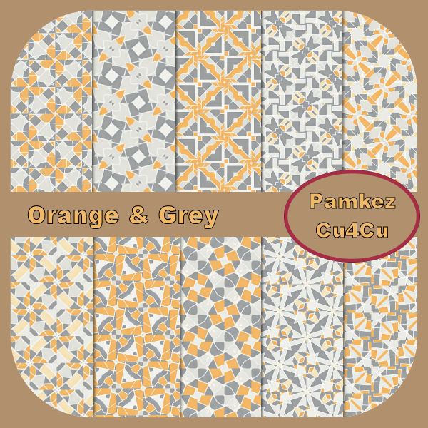 Orange & Grey Patterned Papers