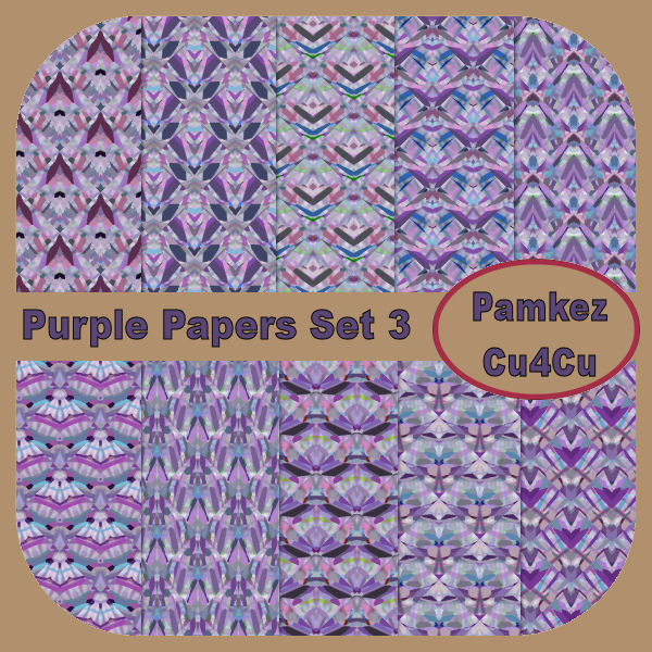 Purple Patterned Papers Set 3 - Click Image to Close