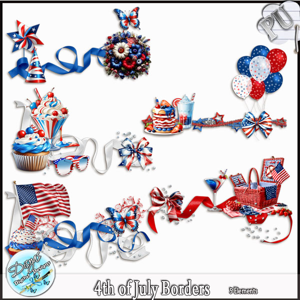 (image for) 4TH OF JULY BORDERS - TAGGER SIZE by Disyas