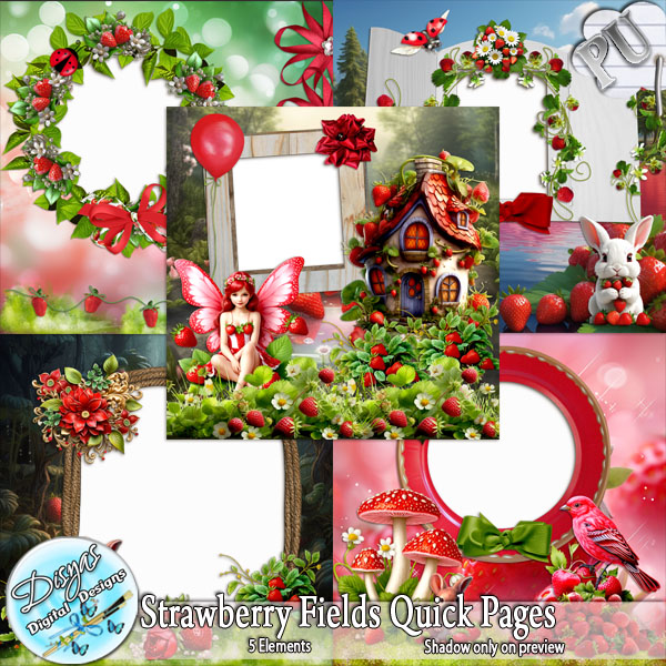 (image for) STRAWBERRY FIELDS QUICK PAGES - TAGGER SIZE by Disyas