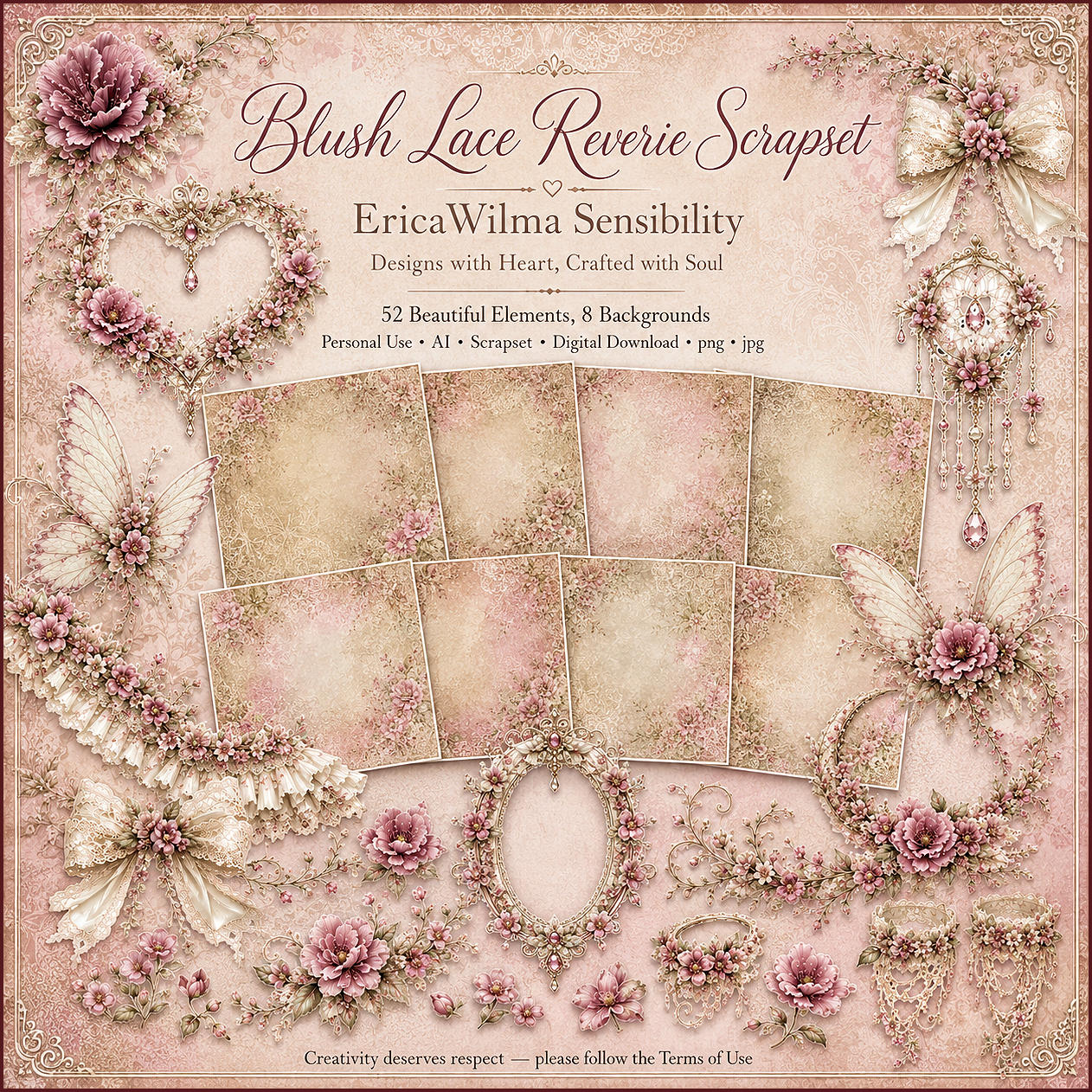 (image for) WeekFreebie EW AI Scrapkit Blush Lace Reverie 2026