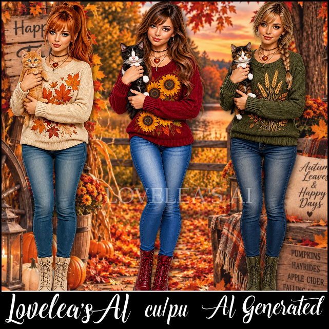 (image for) FALL SWEATERS AND CATS SET