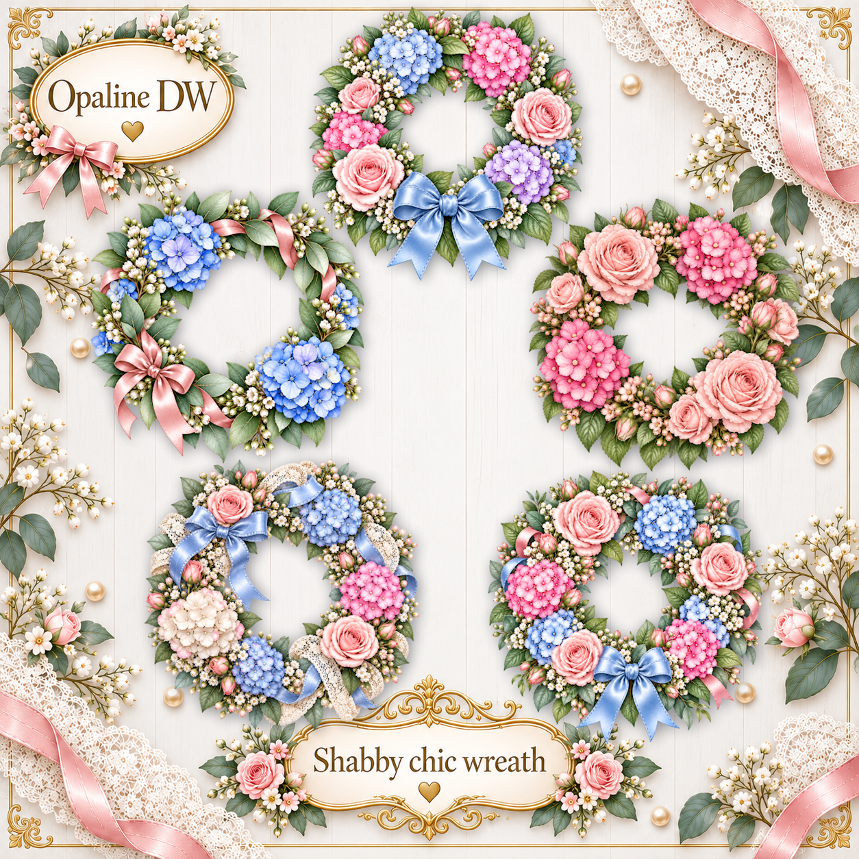 (image for) ODW shabby chic hortensias wreath