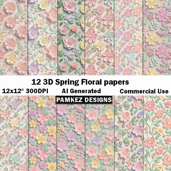 (image for) AI 3d Spring Floral Papers