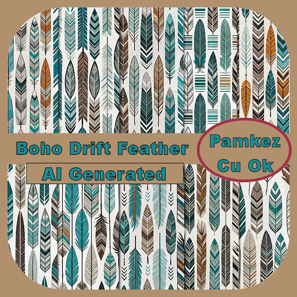 (image for) AI Boho Drift Feather Papers