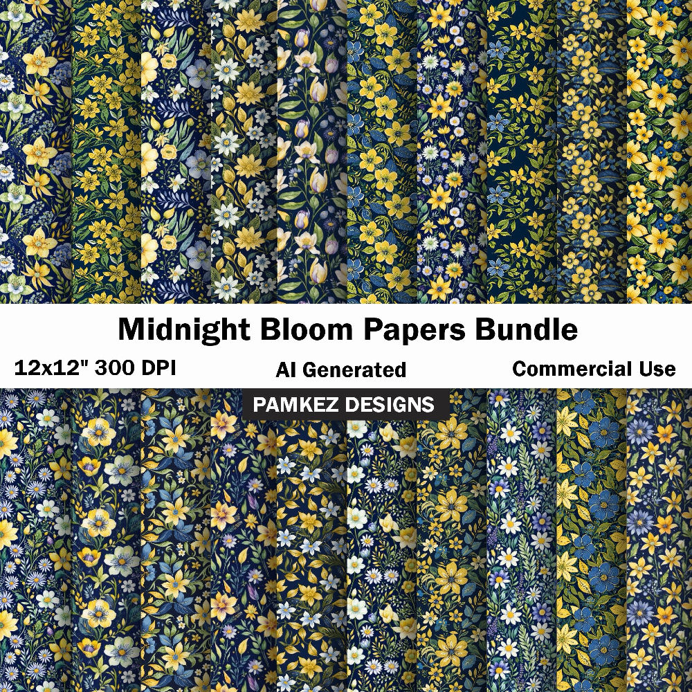 (image for) AI Midnight Bloom Papers Bundle