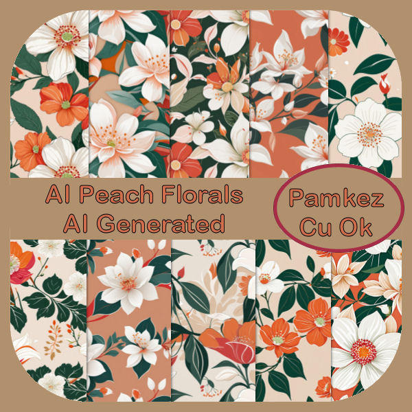 (image for) AI Peach Floral Papers