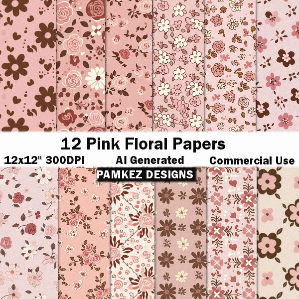 (image for) AI Pink Floral Papers