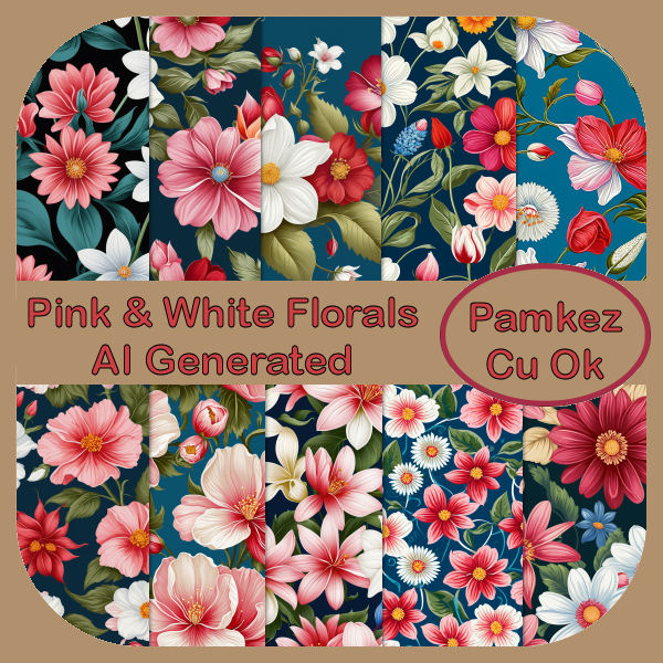 (image for) AI Pink & White Flower Papers