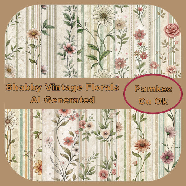 (image for) AI Shabby Vintage Floral Papers