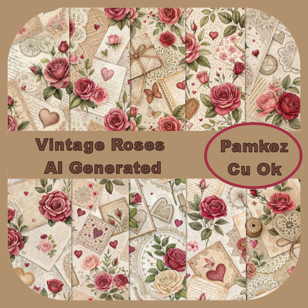 (image for) AI Vintage Roses Papers