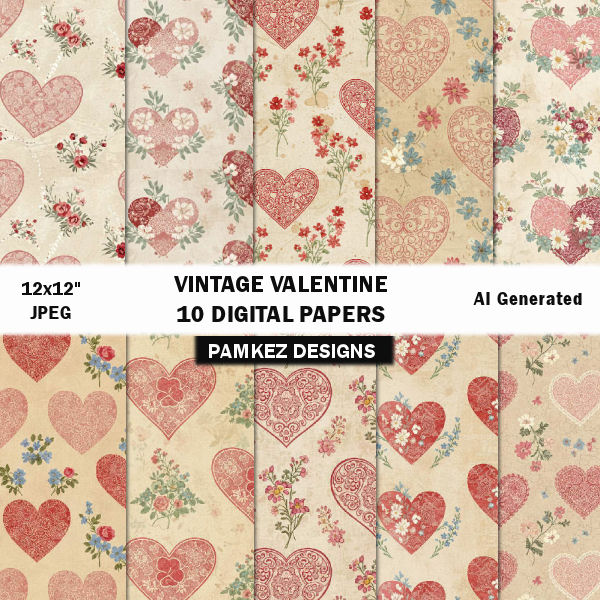 (image for) AI Vintage Valentines Papers