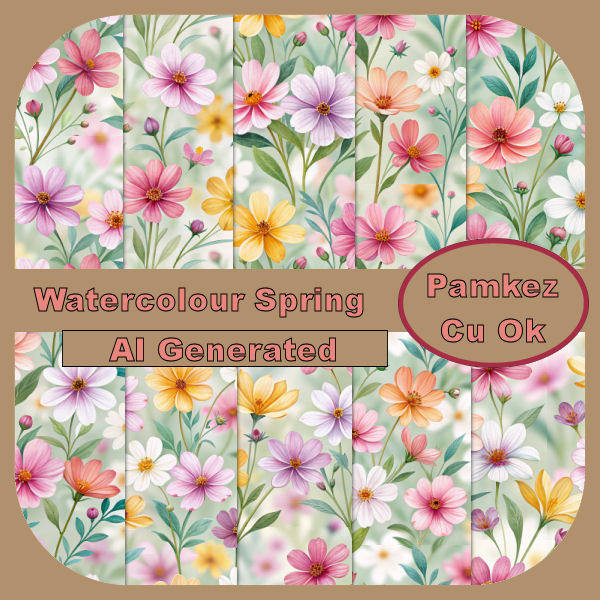 (image for) AI Watercolour Spring Flowers