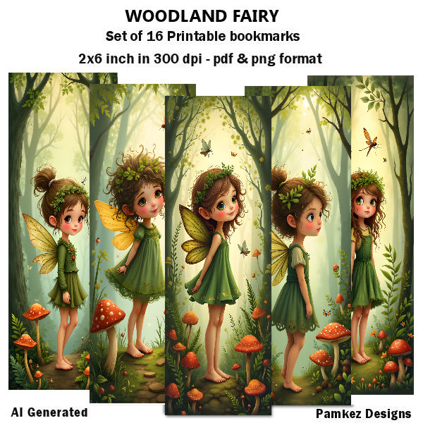 (image for) Woodland Fairy Printable Bookmarks