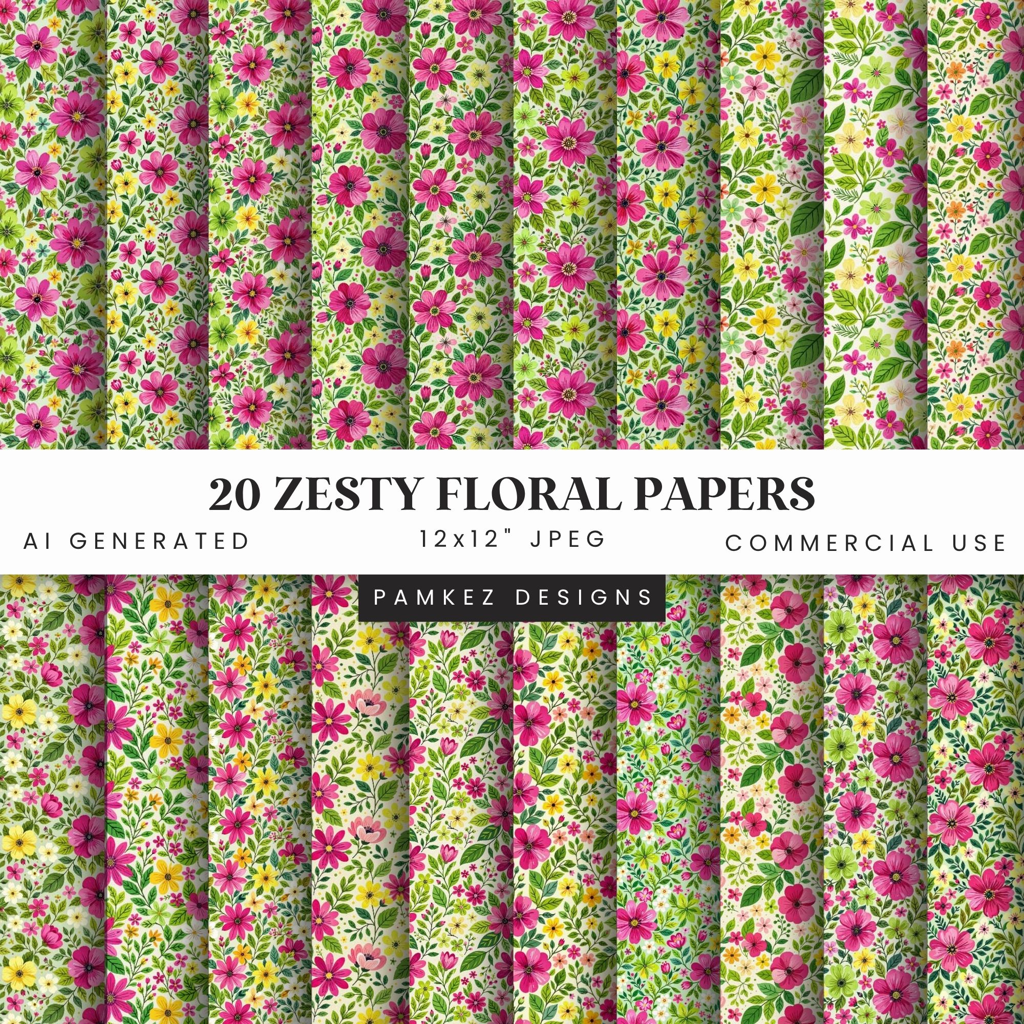 (image for) AI Zesty Floral Papers Bundle