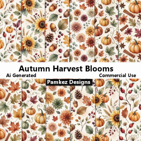 (image for) Autumn Harvest Blooms Papers