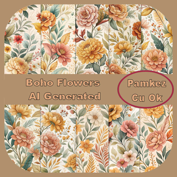 (image for) AI Boho Flower Papers